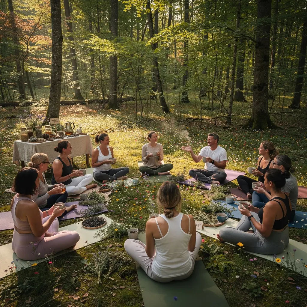 Pogled na planinske livade s biljkama za čaj u pozadini.