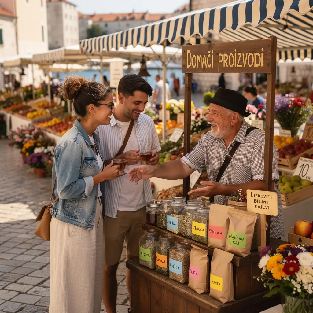Uživanje u čaju na terasi s pogledom na prekrasne hrvatske krajolike.