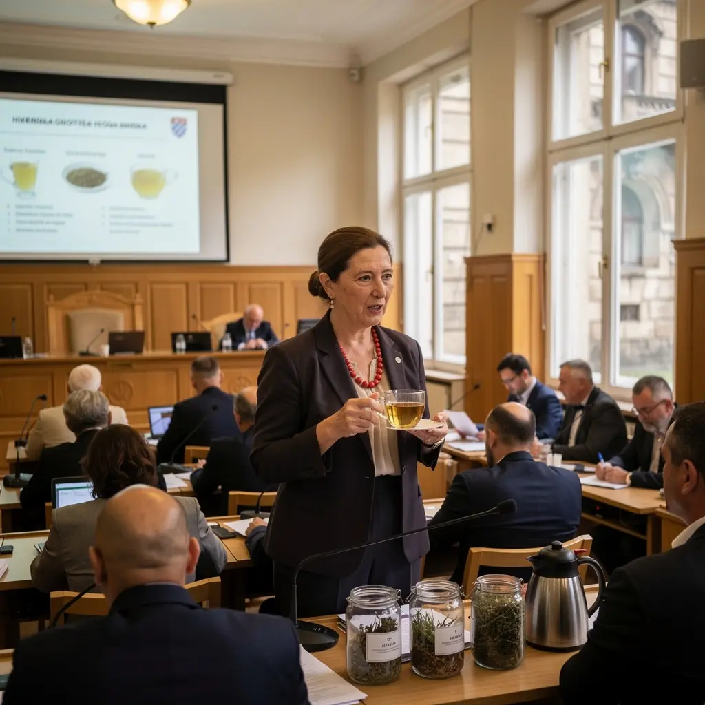 Zeleni čaj s medvjedicom u predivnoj staklenki na drvenoj podlozi.